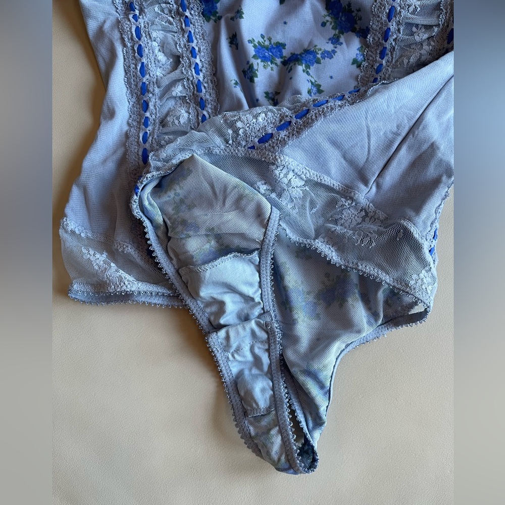 Free People Sara Corset Bodysuit in Blue Combo; Size: Medium - Picture 13 of 13